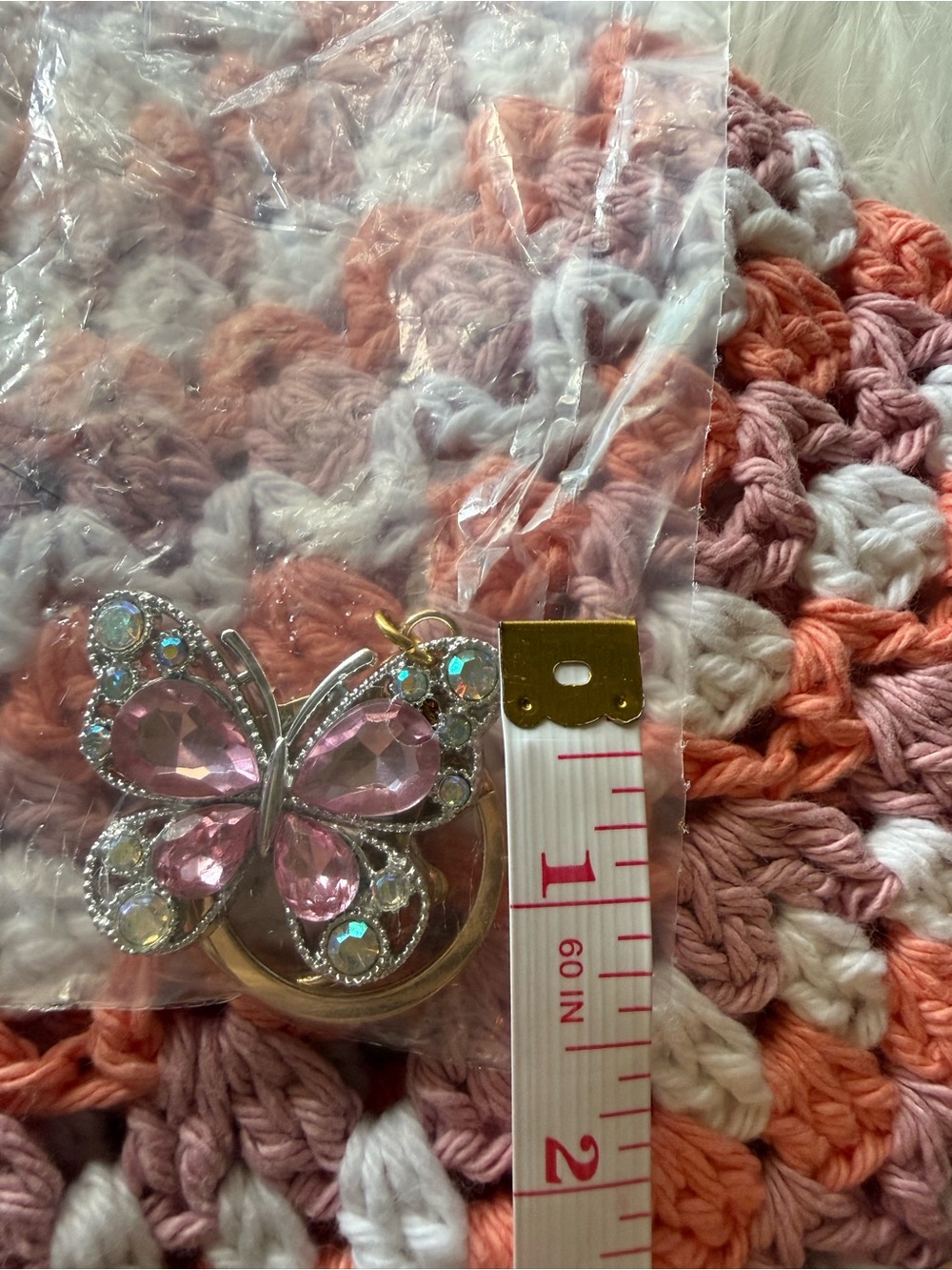 Pink Crystal Butterfly Pendant Necklace - Women Jewelry - Picture 3 of 3